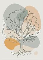 One line art of Tree drawing Abstract minimal continuous line art wall decor vector
