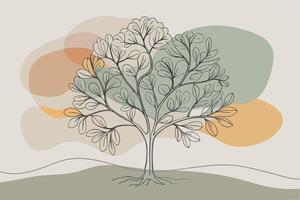 One line art of Tree drawing Abstract minimal continuous line art wall decor vector