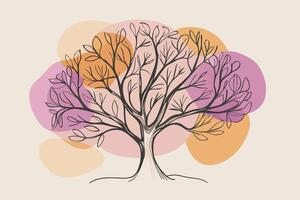 One line art of Tree drawing Abstract minimal continuous line art wall decor vector