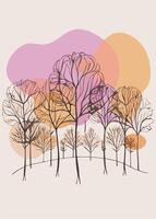 One line art of Tree drawing Abstract minimal continuous line art wall decor vector