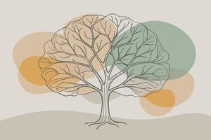 One line art of Tree drawing Abstract minimal continuous line art wall decor vector