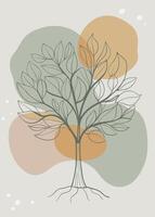 One line art of Tree drawing Abstract minimal continuous line art wall decor vector