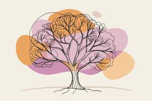 One line art of Tree drawing Abstract minimal continuous line art wall decor vector