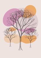 One line art of Tree drawing Abstract minimal continuous line art wall decor vector