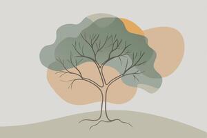 One line art of Tree drawing Abstract minimal continuous line art wall decor vector