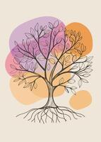 One line art of Tree drawing Abstract minimal continuous line art wall decor vector