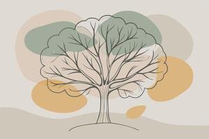 One line art of Tree drawing Abstract minimal continuous line art wall decor vector