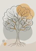 One line art of Tree drawing Abstract minimal continuous line art wall decor vector