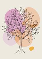 One line art of Tree drawing Abstract minimal continuous line art wall decor vector