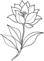 One line art of the Flower drawing Abstract minimal continuous line art wall decor vector