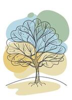 One line art of Tree drawing Abstract minimal continuous line art wall decor vector