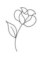 One line art of the Flower drawing Abstract minimal continuous line art wall decor vector