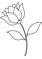 One line art of the Flower drawing Abstract minimal continuous line art wall decor vector