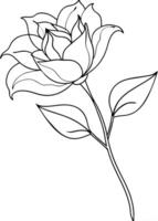 One line art of the Flower drawing Abstract minimal continuous line art wall decor vector