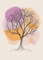 One line art of Tree drawing Abstract minimal continuous line art wall decor vector