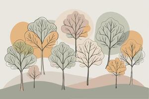 One line art of Tree drawing Abstract minimal continuous line art wall decor vector