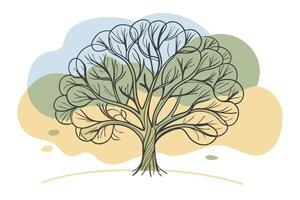 One line art of Tree drawing Abstract minimal continuous line art wall decor vector