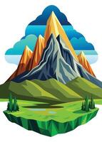 Abstract minimal mountain flat art vector