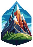Abstract minimal mountain flat art vector