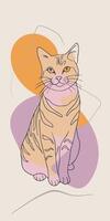 cat drawing Abstract minimal continuous line wall decor vector