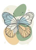 Butterfly drawing Abstract minimal continuous line wall decor vector