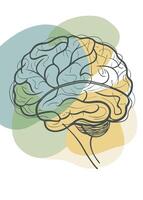 Human brain drawing Abstract minimal continuous line wall decor vector