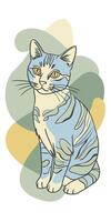 cat drawing Abstract minimal continuous line wall decor vector