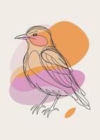 Bird sketch drawing abstract minimal vector