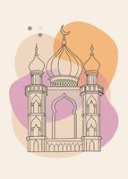 Muslim drawing Abstract minimal islamic continuous line art vector