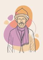 Muslim drawing Abstract minimal islamic continuous line art vector