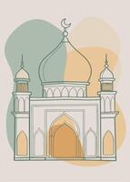 Muslim drawing Abstract minimal islamic continuous line art vector