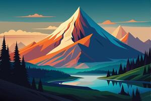 Abstract minimal mountain flat art vector