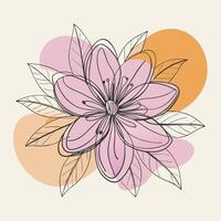 Flower drawing Abstract minimal floral continuous line art vector
