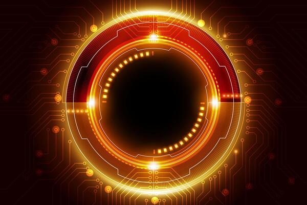 Abstract technology background, golden circle