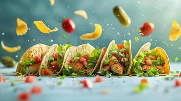 a group of tacos that are sitting on a table photo