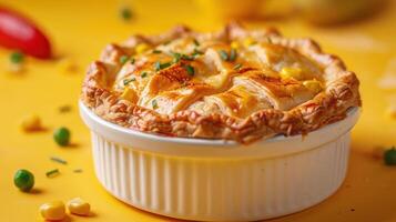a pie with a lot of toppings in it photo
