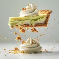 a piece of pie being lifted by a fork photo