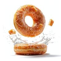 araffe donut with a splash of water on a white background photo