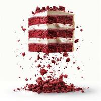 araffe cake with white frosting and red berries falling off of it photo