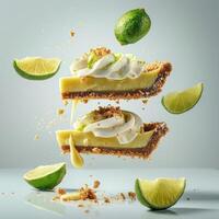 a slice of pie with limes and grahams on it photo