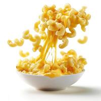 araffe macaroni and cheese being lifted by a fork photo