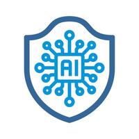 Artificial Intelligent Circuit With Security Shield Icon vector