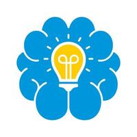 Brain Thinking With Lightbulb Icon vector