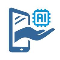 Artificial Intelligent With Smartphone And Hand Icon vector