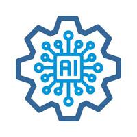 Artificial Intelligent Circuit and Gear Icon vector