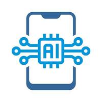 Artificial Intelligent Circuit With Smartphone Icon vector