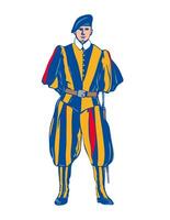 Pontifical Swiss Guard Front View WPA Art vector