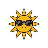 sun with sunglasses design concept cartoon character vector