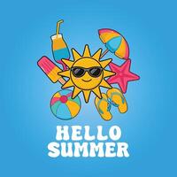 hello summer background poster banner design template vector