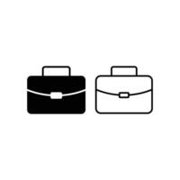 briefcase icon design outline and silhouette vector